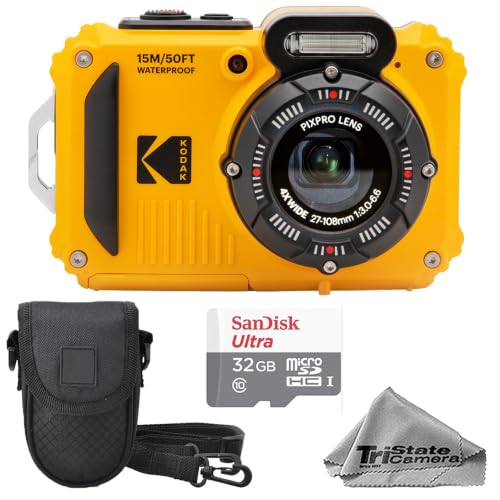 Kodak PIXPRO WPZ2 Waterproof Shockproof & Dustproof Camera (Yellow) 16MP 4X Optical Zoom Full HD Video + 32GB Memory Card Camera Case & Microfiber Cloth