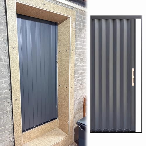 Porta a Soffietto Cancello Pieghevole in Metallo con Serratura Esterno Interno, Porta Scorrevole a Soffietto Grigia Parete Divisoria, Porte Magnetiche Pieghevoli per Ingresso Soggiorno(23x39in (58.5x1
