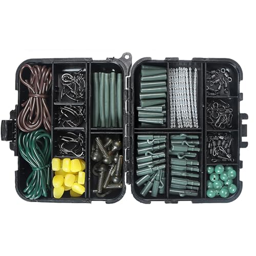 menolana 307 peças equipamento de pesca da carpa acessórios de pesca ganchos de pesca cauda borracha