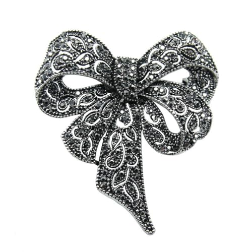 Portable Vintage Brooch Rhinestones Bowknot Designs Lightweight Pin Alloy Construction Accessory for Daily Wear Evening Brooch