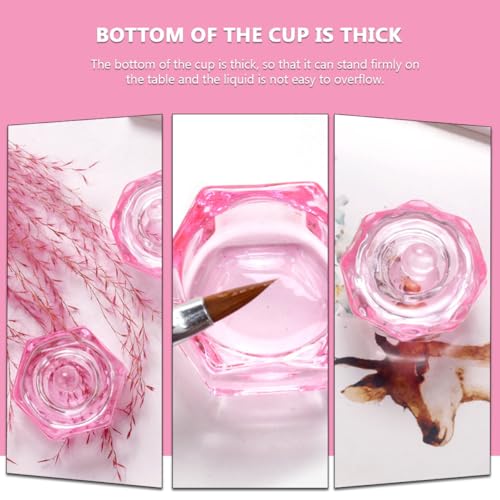 TEHAUX 2 piezas vasos de cristal para líquido de uñas miniatura 3
