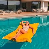 LIVEDECO - Pouf Géant XXL Déhoussable, Flottant pour Piscine, Jaune Pool...