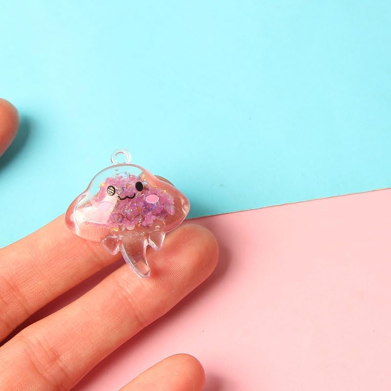 30PC Acrylic Glow-in-the-Dark Jellyfish Charms – Pendant Set for Jewelry Making Necklaces Earrings Keychains - Image 6