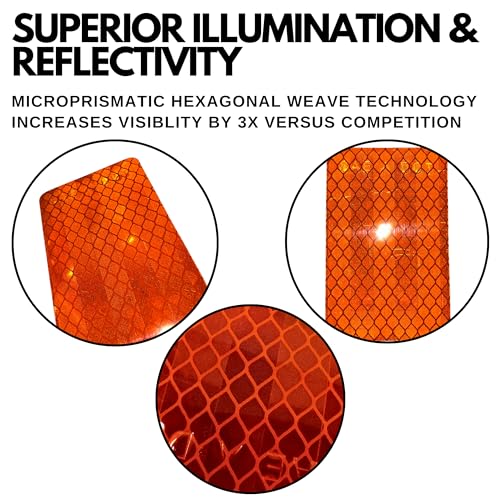 All Star Truck Parts Amber/Red 2x3 Rectangle High Visibility Reflective Stick-On Prism Reflector DOT-SAE Strong Weatherproof Trailer Camper RV Flatbed Fender Property Boat Marine (Amber, Qty 4) - Thumbnail 3