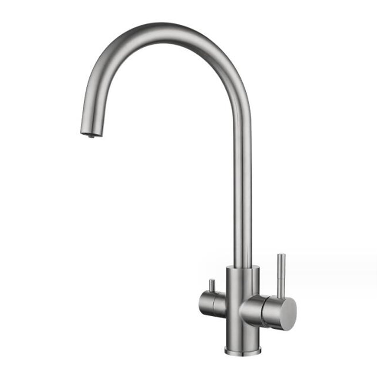 Robinet de cuisine 3 voies en acier inoxydable brossé avec douchette extractible pour évier