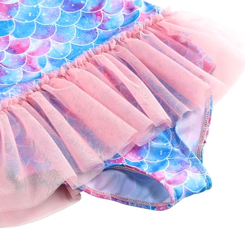 Image of Girls One Piece Swimsuit Colorful Mermaid Bathing Suits Cute Kids Princess Beach Swimwear 2-10 Years