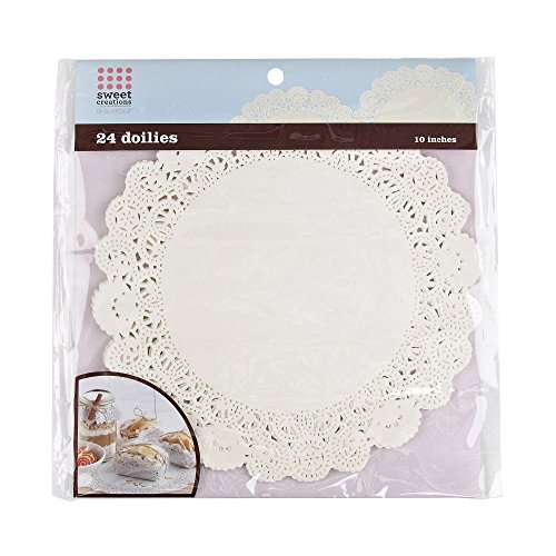 Sweet Creations 24 Count Round Lace Paper Doilies, 10 inch