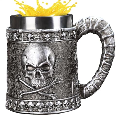 Jarra de cerveza de acero inoxidable, vasos de cerveza reutilizables con asa para Halloween, en casa, camping, té y leche, hombres y mujeres