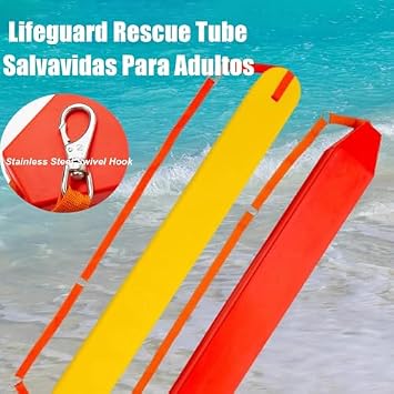 2 Pcs Lifeguard Rescue Tube 3.2 Ft High Buoyancy Swim Float, NBR Foam Personal Flotat Device with Adjustable Strap for Adults Pool Lake Open Water Training Safe Yellow