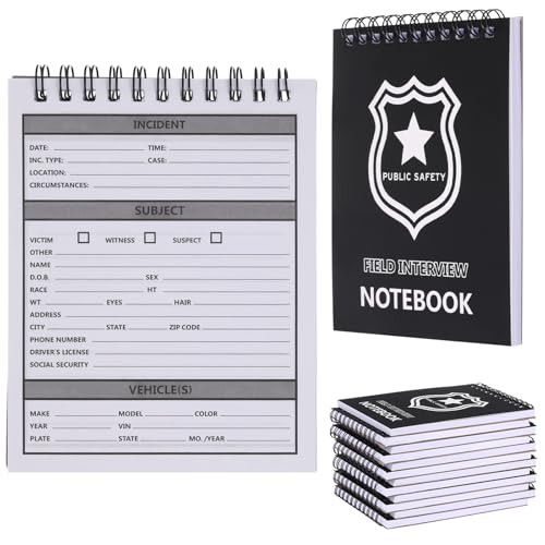 Cuaderno de boletos e informes diarios con 12 blocs de notas para entrevistas de policía