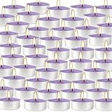 Pliadvbu 100 Pack Tea Lights Scented Candles Set, Lavender Mini Votive Candles Bulk, for Anniversaries Weddings Meditation, 4 Hour Burn Time（Purple）…