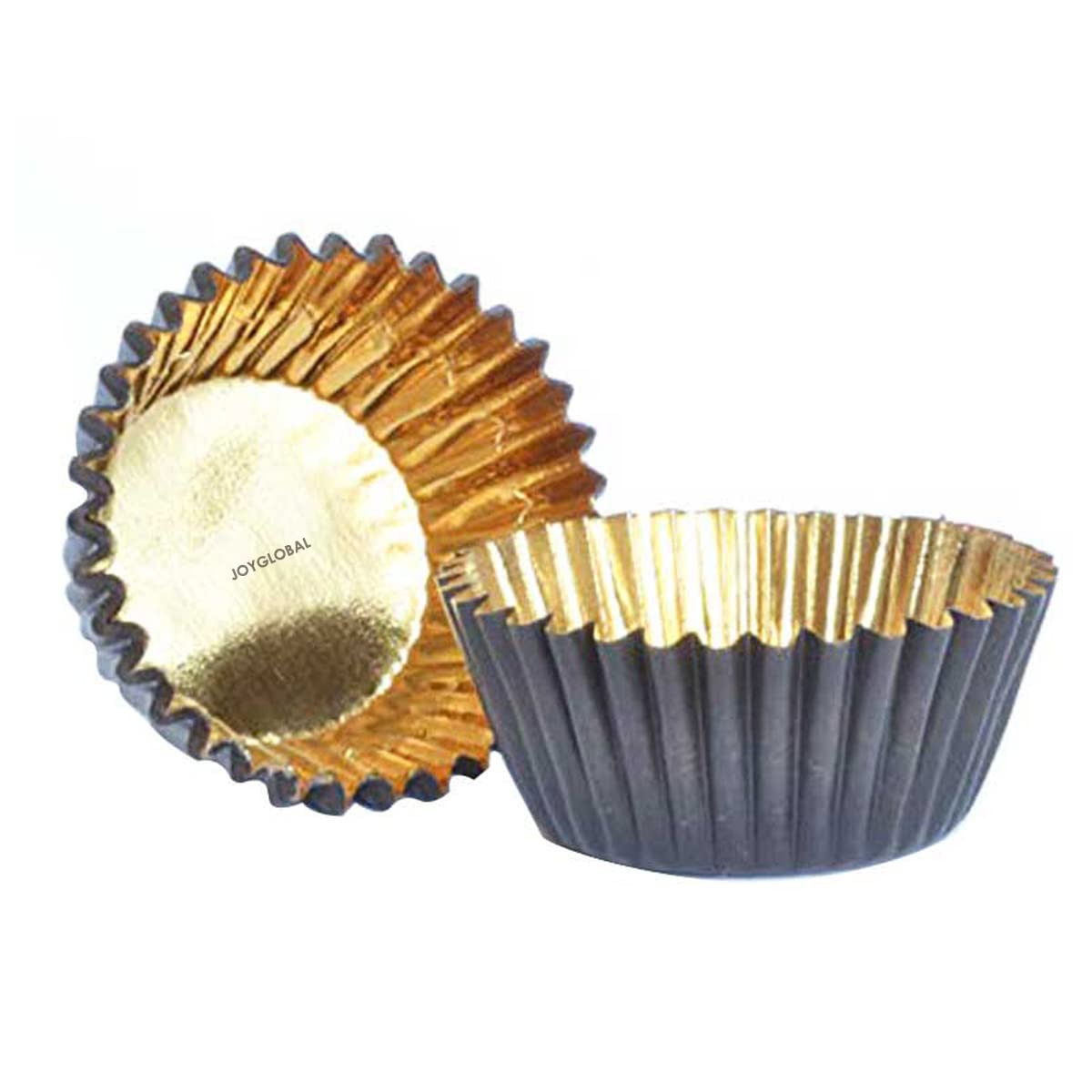 JoyGlobal 500 Piece/Set Paper Cupcake Baking Cups Muffin Liner (Color Brown/Gold) with Golden Lining
