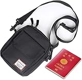 Black Small Side Shoulder Bag Crossbody Bag For Men Women Mini Messenger Bag Satchel Bag Travel Purse Wallet Passport Holder Bag, Cell Phone Purse Neck Pouch Wallet- Unisex