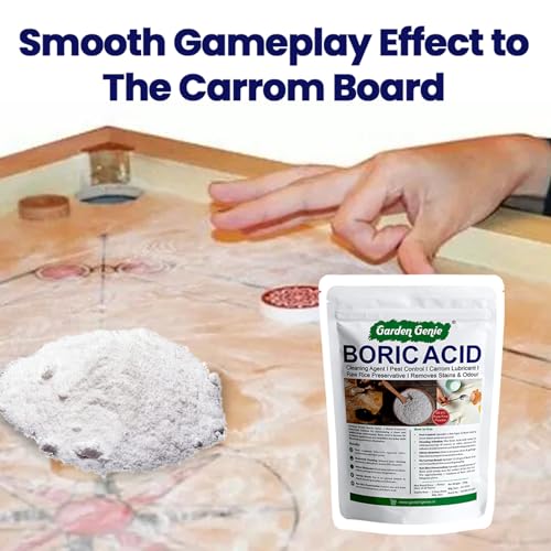 Image of Garden Genie Boric Acid, Multi Purpose Cleaning & Pest Control Powder, 200g | Effective on Cockroaches, Ants, Termites I Rice Preservation I Fine Carrom Powder