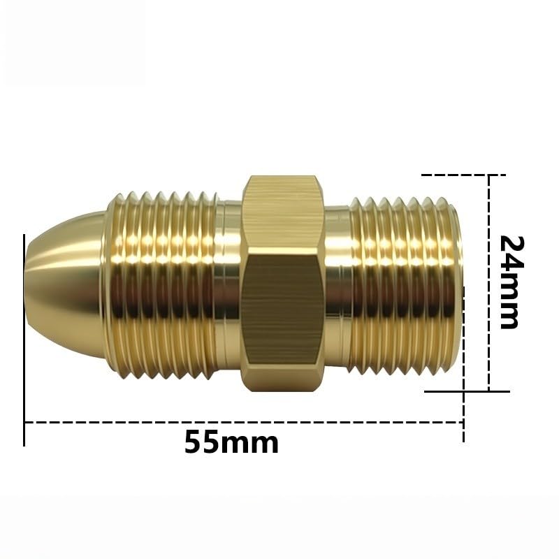 CGA580 per G5/8 Adattatore regolatore gas in ottone bombole Argon, 55 x 24 mm, costruzione in rame