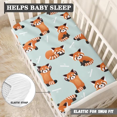 Image of Red Little Raccoon Baby Crib Sheets Fitted Crib Sheets Kid Crib Fitted Sheets Crib Cover Single Pack 28 inchx52 inch for Boys Girls