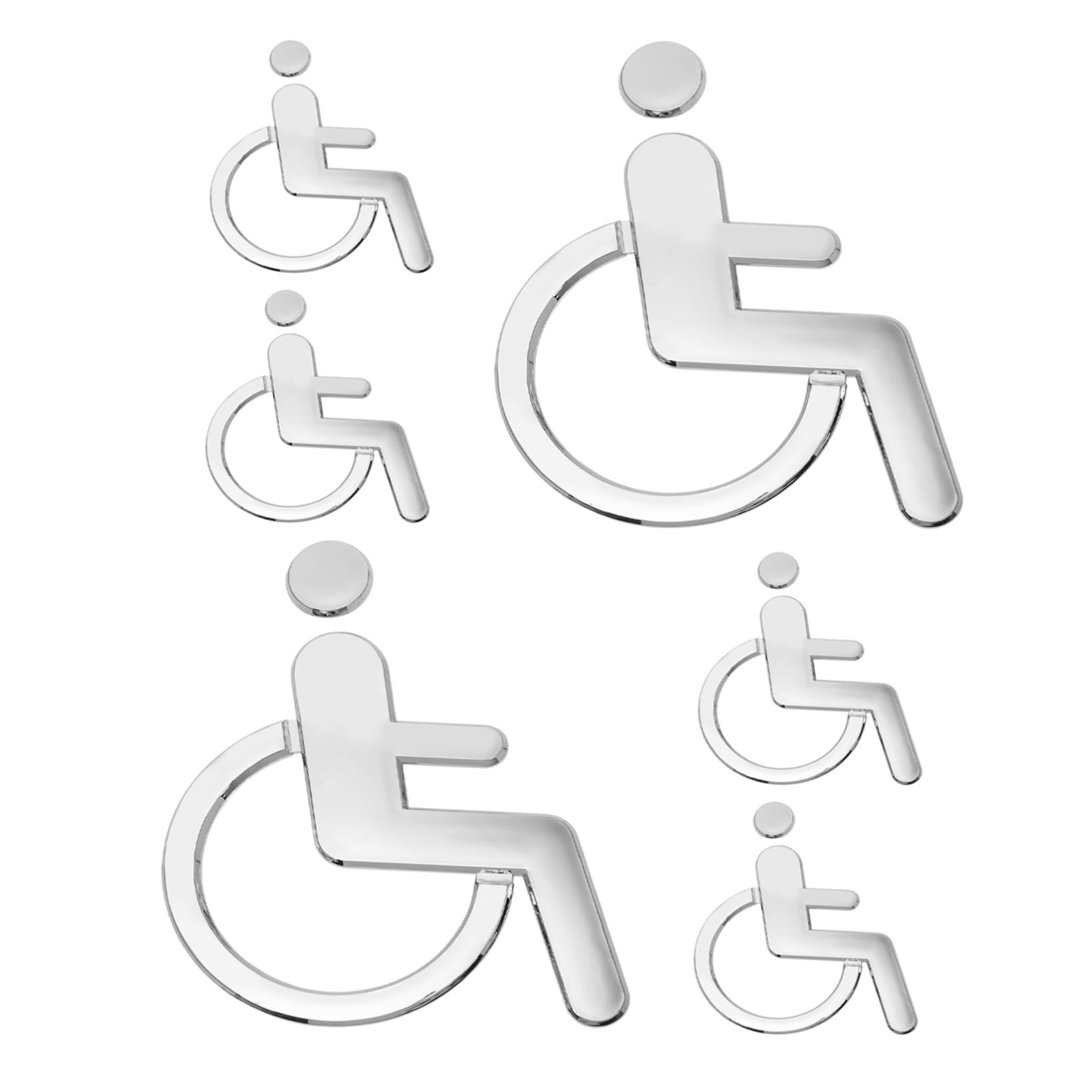 6 Piezas Señales de Aseo para Discapacitados Adhesivas Indicador de Baño Accesible con Símbolo de Silla de Ruedas Pegatinas para Puertas de Baños Hoteles Oficinas y Edificios