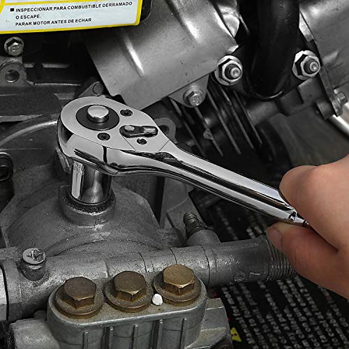 WORKPRO 39-Piece Drive Socket Set 1/4''3/8'', CR-V Metric and Imperial Sockets with Quick-Release Ratchet Wrench, Compact Sockets Set for Car Repair 7 WORKPRO 39-Piece Drive Socket Set 1/4''3/8'', CR-V Metric and Imperial Sockets with Quick-Release Ratchet Wrench, Compact Sockets Set for Car Repair - Image 7