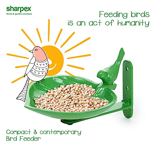 Image of Sharpex Sturdy Steel Plant Hanger Bird Bath Or Feeder Rust Brown, Cast Iron Wall Mount Bird Feeder Great for Attracting Birds (Green, 2, 12 X 10 X 10 Cm)