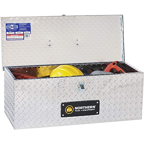 Northern Tool Tote Tool Box with Handle - Aluminum, Diamond Plate, Hasp Latch, 30in. x 12in. x 12in. Model Number 36012774