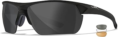 Wiley X Guard Advanced Sunglasses, ANSI Z87 Safety Glasses for Men and Women, UV Eye Protection for Shooting, Fishing, Biking, and Extreme Sports, Matte Black Frames, Changeable Grey, Clear, and Light Rust Tinted Lenses