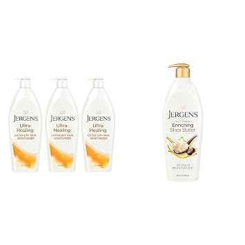 Jergens Ultra Healing Dry Skin Lotion, Hand and Body Moisturizer for Quick Absorption into Extra Dry Skin with Hydralucence Blend & Hand and Body Lotion, Pure Shea Butter Deep Conditioning Body
