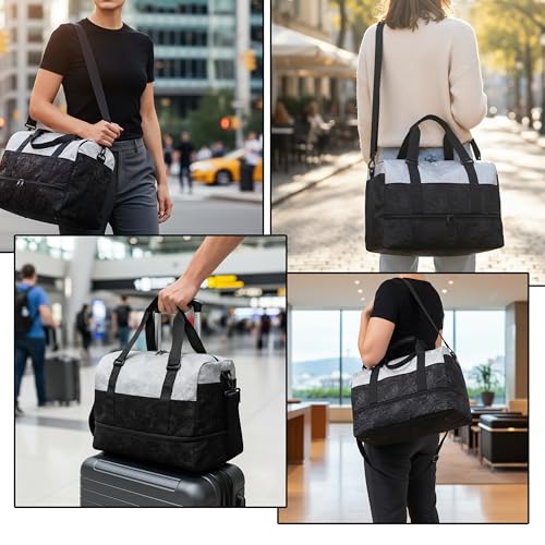 Image of Storite Polyester 43cm Travel Duffle Bag for Woman,Lightweight Water-Resistant Weekender with Carry Straps Large-Capacity Luggage Gym Bag for Men & Women (Grey, 43 x 23 x 34 cm)