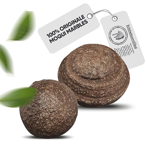 PURAJA Paar Original Moqui Marbles mit Echtheitszertifikat | Lebende Steine in Premium Qualität | Direkt aus dem Hopi Indianer - Gebiet im Westen der USA (Größe XL 28-38mm)