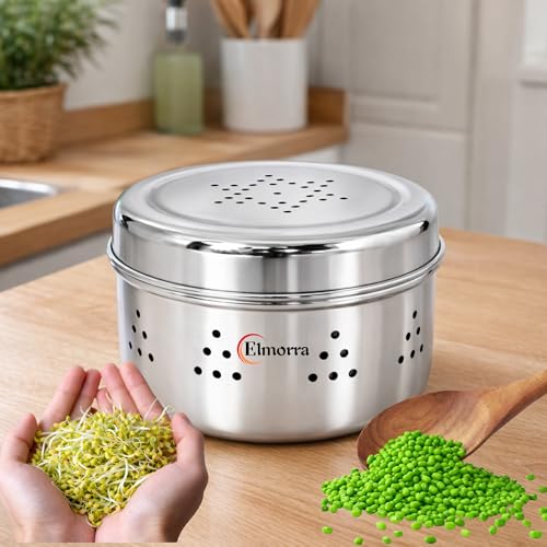 Image of Stainless Steel Sprout Maker Box 1000ML | Sprout Maker Big Size | Sprout Maker Box Stainless Steel Hole Dabba For Sprout | Steel Sprout Maker