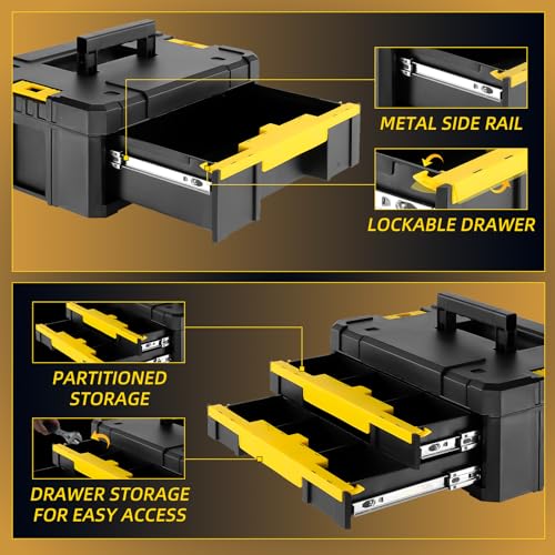 Image of TLGREEN Stackable Rolling Tool Box with Wheels - 5-in-1 Modular Tool Organizer System, Portable Tool Box with Drawers for Garage Storage, Home Repairs & Professional Workshop