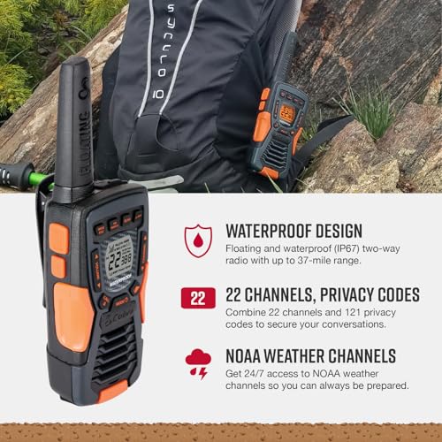 Image of Cobra CXT10953PH-M Emergency Two-Way Radios, Waterproof Walkie Talkies, Up to 40 Mile Range, 22 Channels and NOAA Weather Channels, UHF /FM Ultra-Clear Reception, 3-Pack