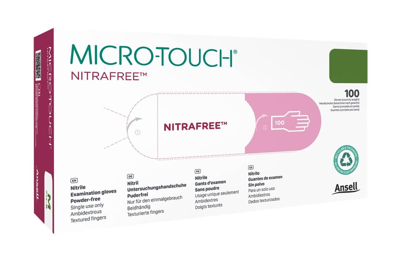 AnsellLtd 6034513 Micro-Touch NitraFree Nitrile Gloves Large 100/Box