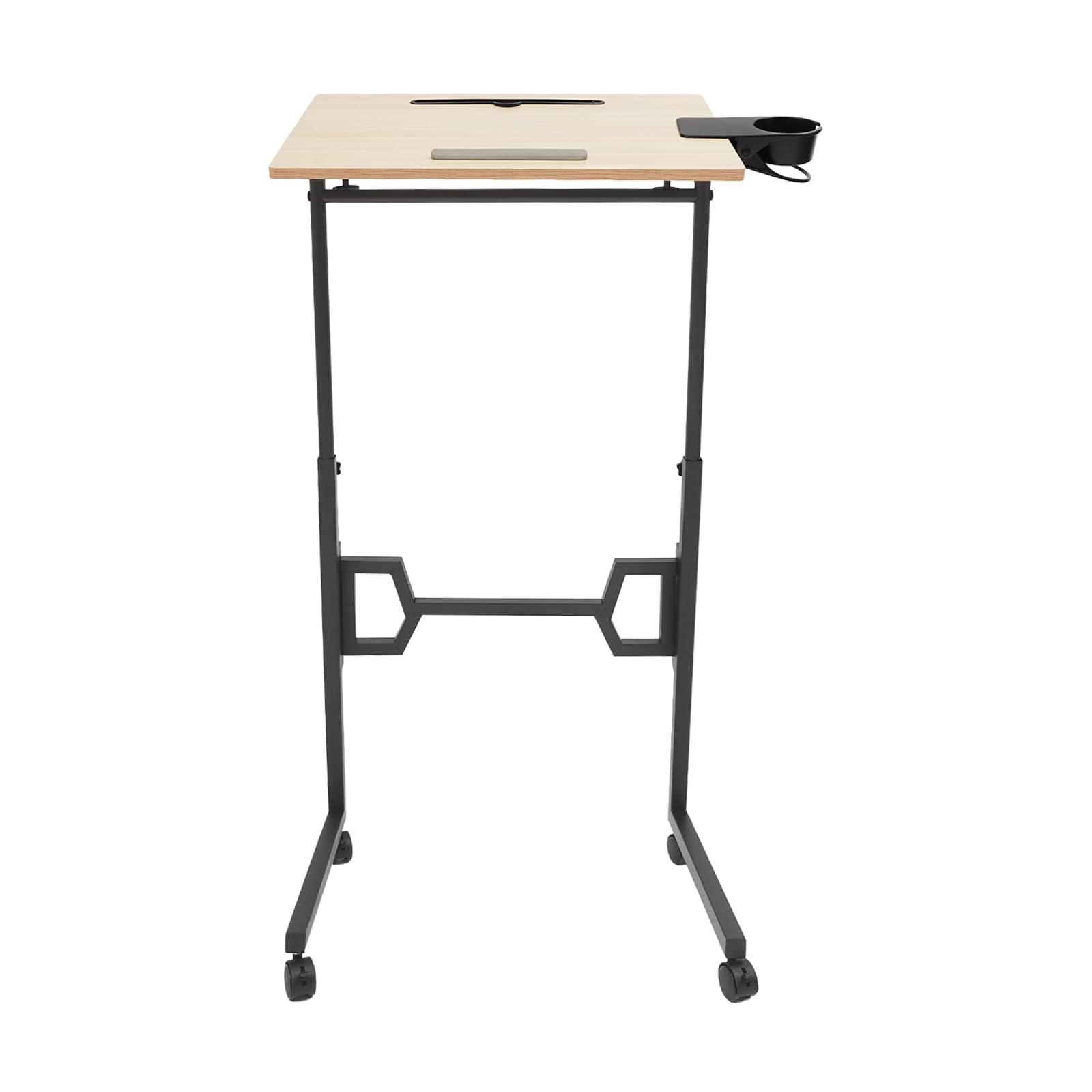 Laufband Schreibtisch mobil, 60×40cm Computertisch mit Rollen | Mobiler Arbeitstisch, Laptoptisch höhenverstellbar 74-106cm, mit Getränkehalter für Laufband, Büro und Zuhause