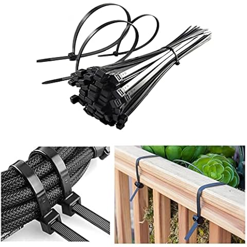 1000 PCS -5 Packs of 200 Super Heavy Duty Cable Ties -25cm x 4.8mm Self Locking Fencing Ties, Mailing Bag Ties, Zip Ties, Office, Home, Garage, Workshop, Gardening, Hanging, Wiring (5 Packs (1000)) Cover