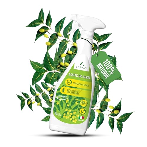 LERAVA Óleo de Neem (700 ml) - Repelente natural para plantas - emulsionável em água para folhas e solos, proteção eficaz contra pragas e melhora o crescimento saudável