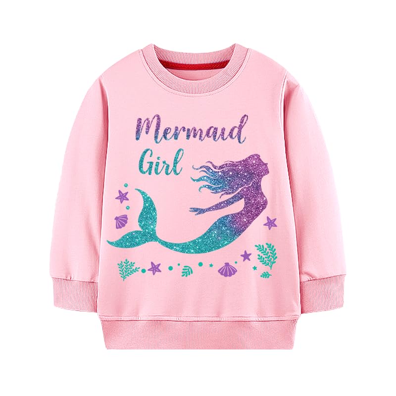 Image of Girls Cotton Crewneck Sweatshirt Size 2-10 Years Toddler Girls Kid Graphic Shirts