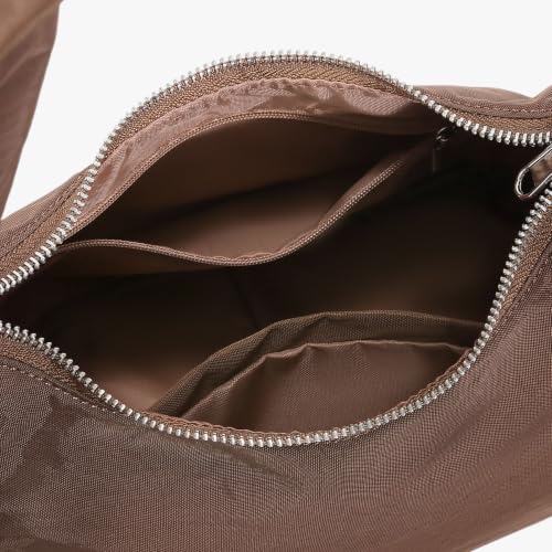 hibear Slouchy Shoulder Bag Small Nylon Meringue Bag for Women Trendy Handbag Hobo Bags for Travel Work College (coffee) - image 7