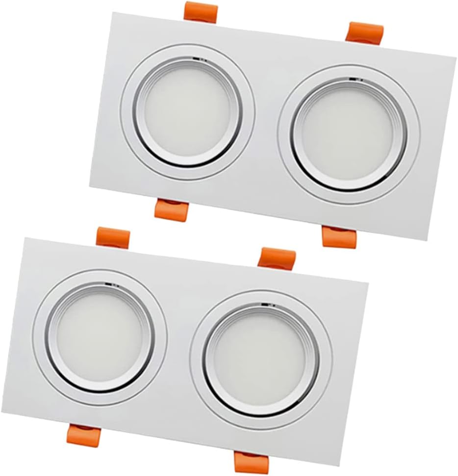 2 Pack Double Head Rotatable LED Downlights 10W-80W Square Recessed LED Ceiling Lamps 3000K Anti-Glare Recessed Lighting for Dining Room Bedroom