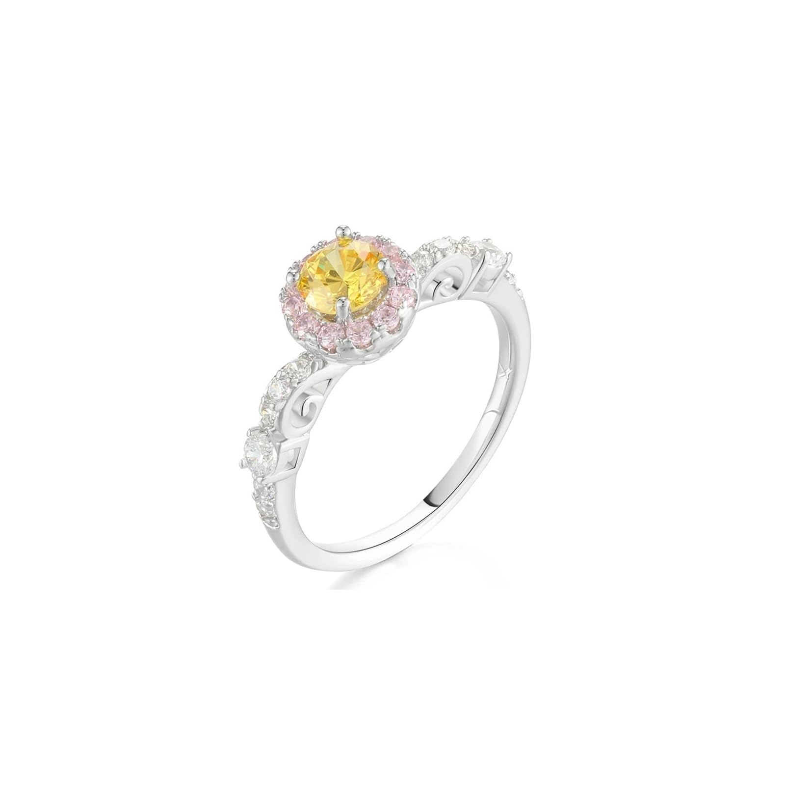 Anillos de amistad blanco y oro Au 375/585/750 con citrino, forma clásica