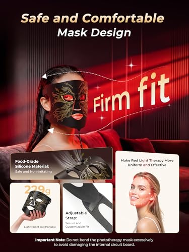 Image of 7-in-1 Red Light Therapy for Face & Neck, Skin-Friendly Silicone Red Light Therapy Mask with 324 LEDs, 5 Brightness Levels & 20 Mins Timer, Led Face Mask Light Therapy for Home & Travel