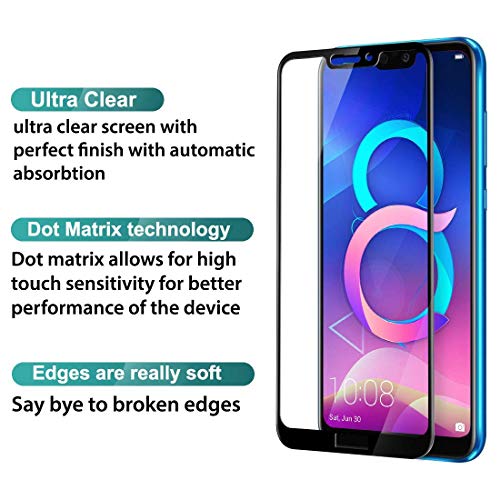 Image of Screen Protector for Huawei Honor 8c Black Tempered Glass Edge-to-Edge 6D Screen Guard With Installation Kit