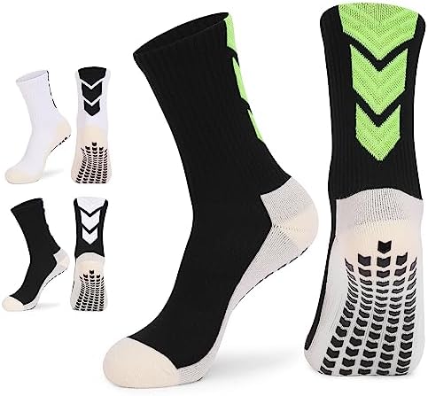 QCWQMYL Men's Soccer Socks Grip Socks Non-Slip 3 Pairs Anti Slip Grasp Athletic Socks for Football Basketball Sports Grip Pads Socks