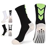 QCWQMYL Men's Soccer Socks Grip Socks Non-Slip 3 Pairs Anti Slip Grasp Athletic Socks for Football B