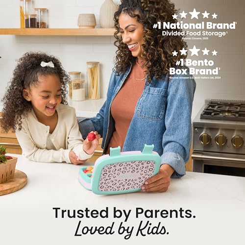 Image of Bentgo Kids Prints Leak-Proof, 5-Compartment Bento-Style Kids Lunch Box - Ideal Portion Sizes for Ages 3-7, Durable, Drop-Proof, Dishwasher Safe, & PFAS & BPA-Free Materials (Leopard)