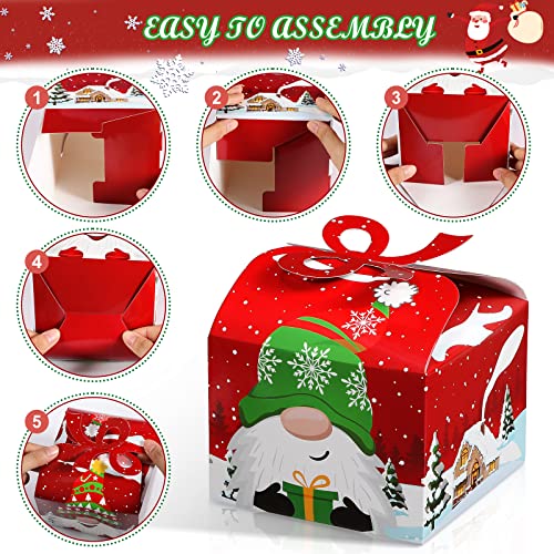 Censen 32 Pcs Christmas Goody Gift Boxes with Bow 3D Christmas Treat Goodie Boxes Cardboard for Holiday Xmas Party Favors Supplies, 4.7 x 4.7 x 3.5 Inches, 8 Styles – Image 5