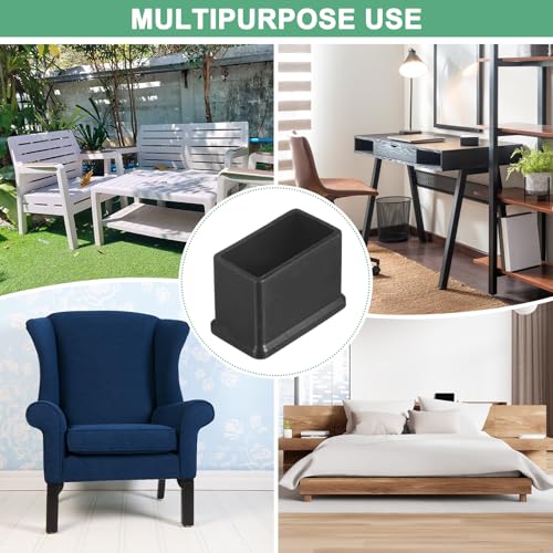 Image of M METERXITY 20-Pack Rectangle Chair Leg Caps, 0.6 x 1.2 (15 x 30mm) PVC Chair Leg Floor Protectors for Chairs /Table /Bed, Furniture Feet Covers Cups Non-Slip End Tips
