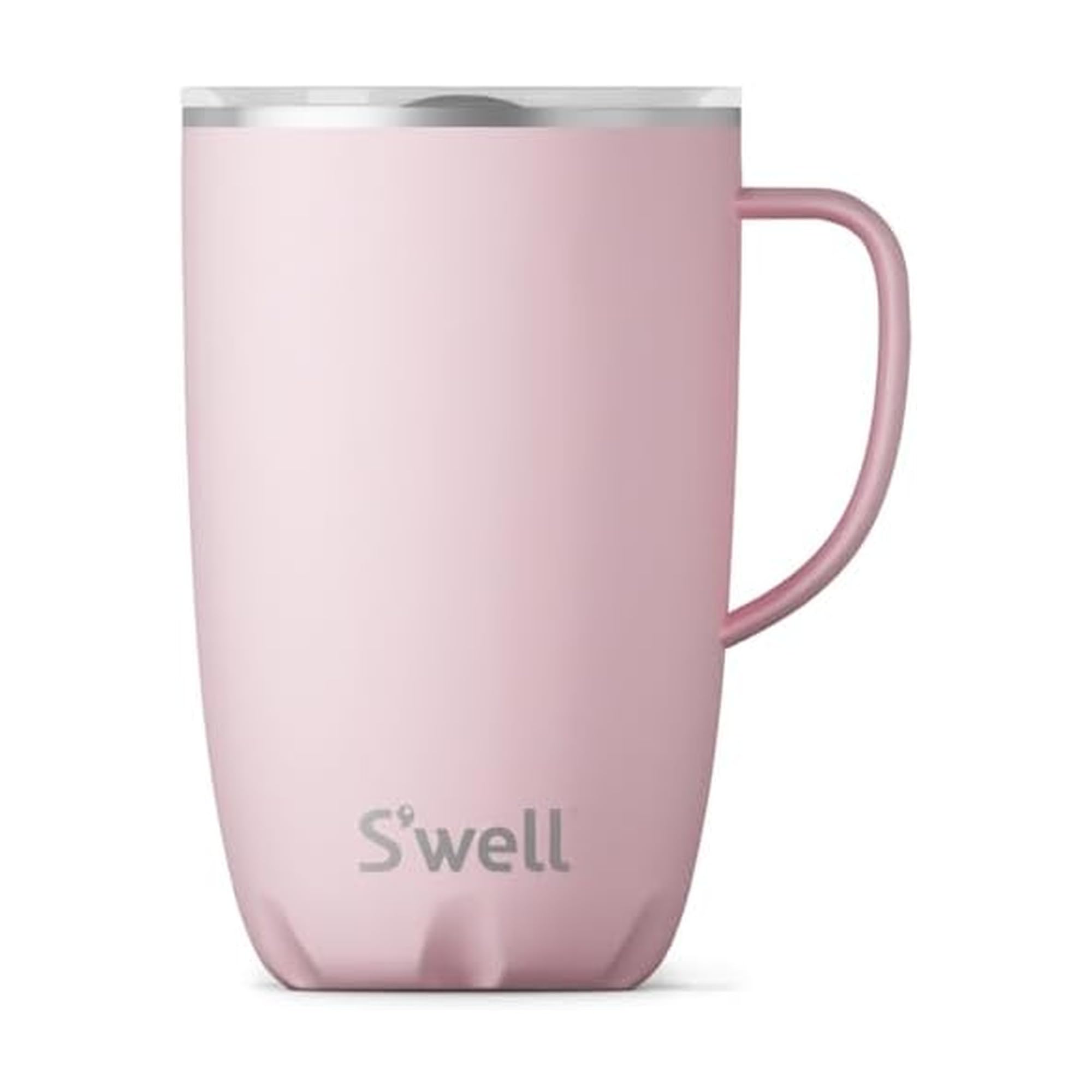 S'well Stainless Steel Mug with Handle, 16oz, Pink Topaz, Triple Layered Vacuum Insulated Containers Keeps Drinks Cold for 10 Hours and Hot for 3, BPA Free