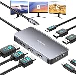 UANTIN USB C Docking Station Dual Monitor Adapter, Laptop Docking Station 3 Monitor Triple 4K60Hz Display with 2 HDMI, 4K120Hz DisplayPort, USB-A & USBC Data, 100W PD, USB C Dock for Dell, HP, Lenovo