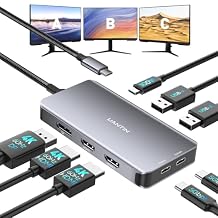 UANTIN USB C Docking Station Dual Monitor Adapter, Laptop Docking Station 3 Monitor Triple 4K60Hz Display with 2 HDMI, 4K120Hz DisplayPort, USB-A & USBC Data, 100W PD, USB C Dock for Dell, HP, Lenovo