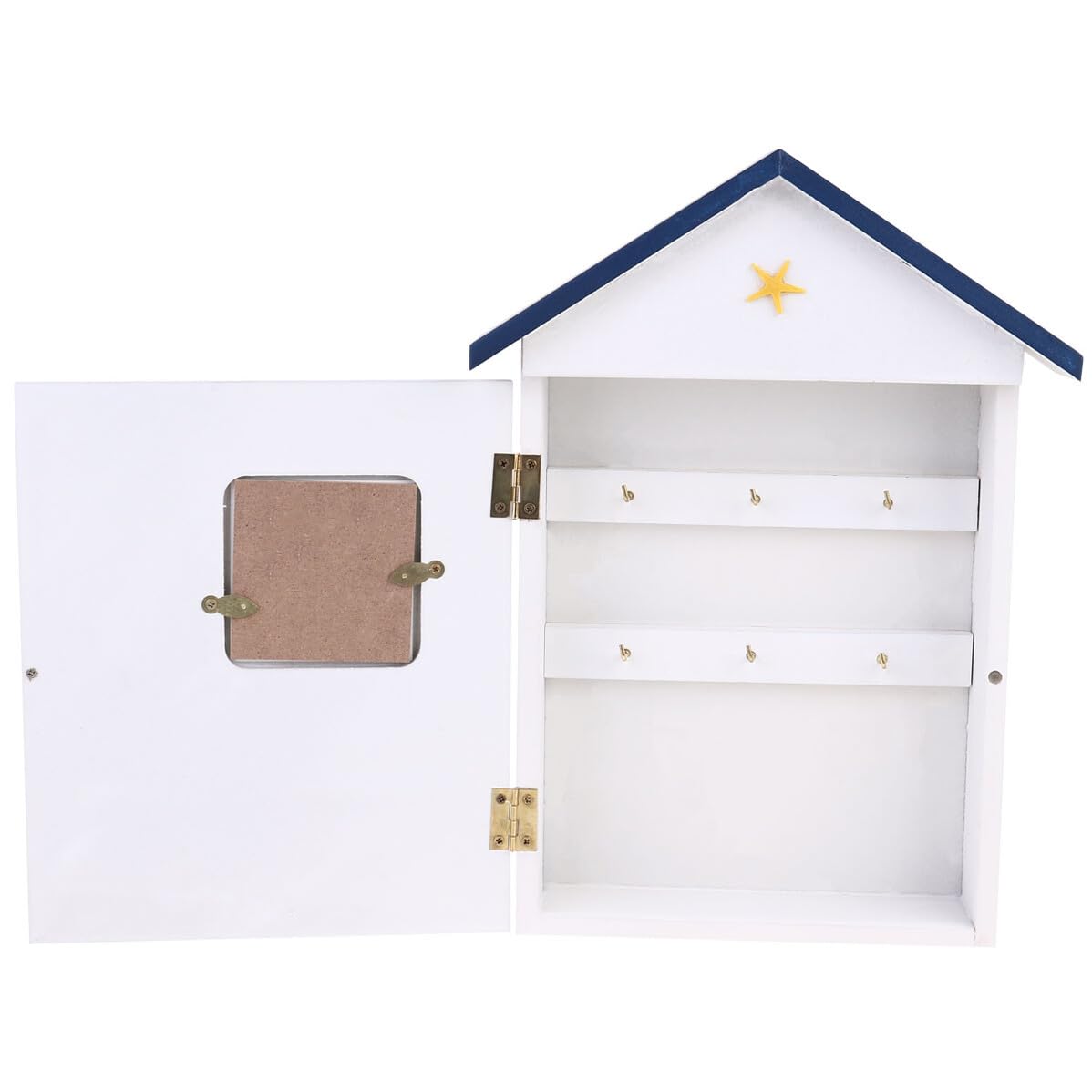 Caja de madera para llaves TOPBATHY en forma de casa y color claro para colgar